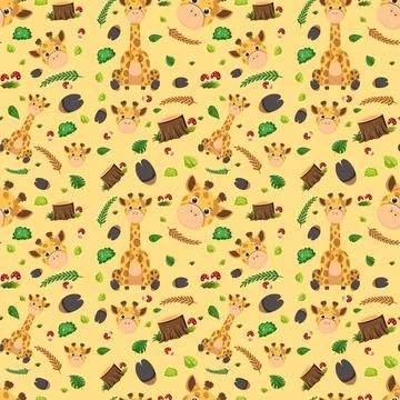 Giraffe cute animal seamless pattern Stock Illustration