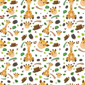 Giraffe cute animal seamless pattern Stock Illustration