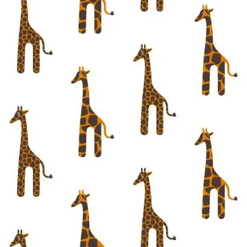 Giraffe cute vector seamless pattern. Safari animal texture stains background Stock Illustration