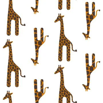 Giraffe cute vector seamless pattern. Safari animal texture spots child Stock Illustration