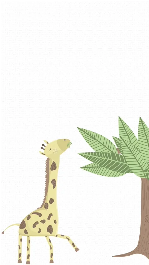 Giraffe Eating from Tree – 2D Animated Vertical Video Video stock 288858843