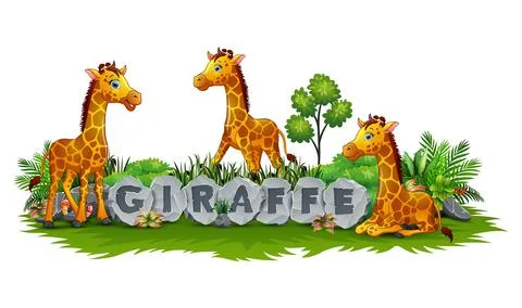 Giraffe enjoy the garden Stock Illustration
