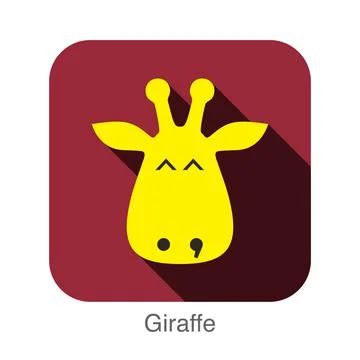 Giraffe face flat icon design. Animal icons series. Illustrazione stock