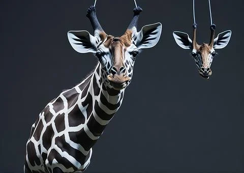 Giraffe face head hanging Stock Photos
