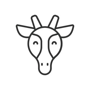 Giraffe face, icon in line design. giraffe, animal, wild, safari, africa, mammal Illustration