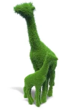 Giraffe of green grass. Representing the concept of conservation of nature and Illustrazione stock