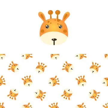Giraffe Head Icon And Pattern Stock Illustration