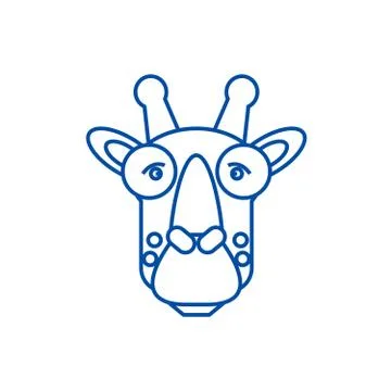 Giraffe head line icon concept. Giraffe head flat vector symbol, sign, outline Stock Illustration