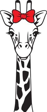Giraffe head with red bow Stock Illustration