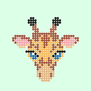 Giraffe image pixels, for bead games. Vector illustration of cross stitch pat Stock Illustration