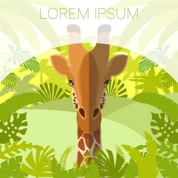 Giraffe on the Jungle Background Stock Illustration