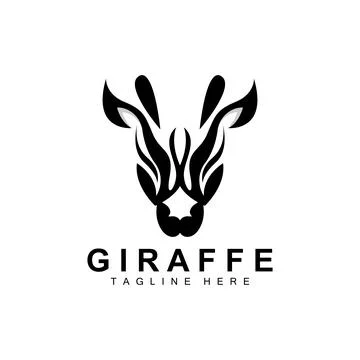 Giraffe Logo Design, Giraffe Head Vector Silhouette, High Neck Animal, Zoo,.. Illustrazione stock
