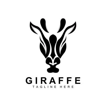 Giraffe Logo Design, Giraffe Head Vector Silhouette, High Neck Animal, Zoo,.. Illustrazione stock