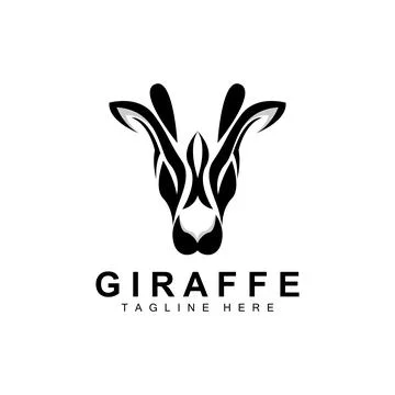Giraffe Logo Design, Giraffe Head Vector Silhouette, High Neck Animal, Zoo,.. Illustrazione stock