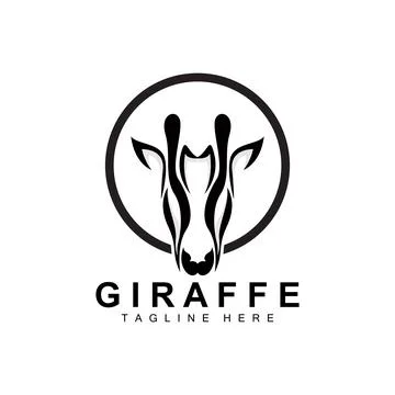 Giraffe Logo Design, Giraffe Head Vector Silhouette, High Neck Animal, Zoo,.. Illustrazione stock