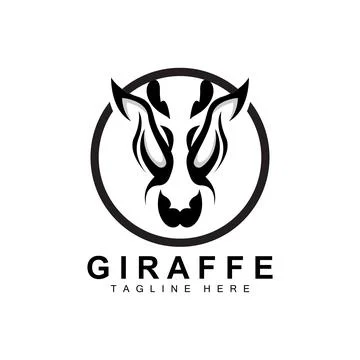 Giraffe Logo Design, Giraffe Head Vector Silhouette, High Neck Animal, Zoo,.. Stock Illustration