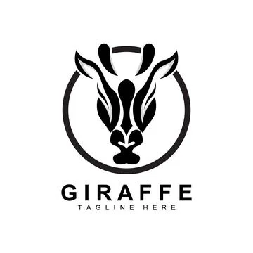 Giraffe Logo Design, Giraffe Head Vector Silhouette, High Neck Animal, Zoo,.. Illustrazione stock
