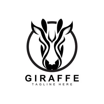 Giraffe Logo Design, Giraffe Head Vector Silhouette, High Neck Animal, Zoo,.. Illustrazione stock