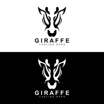 Giraffe Logo Design, Giraffe Head Vector Silhouette, High Neck Animal, Zoo,.. Illustrazione stock