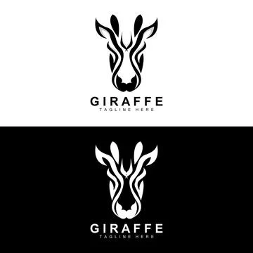 Giraffe Logo Design, Giraffe Head Vector Silhouette, High Neck Animal, Zoo,.. Stock Illustration