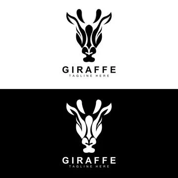 Giraffe Logo Design, Giraffe Head Vector Silhouette, High Neck Animal, Zoo,.. Illustrazione stock