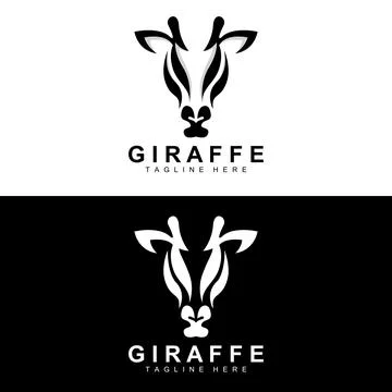 Giraffe Logo Design, Giraffe Head Vector Silhouette, High Neck Animal, Zoo,.. Illustrazione stock