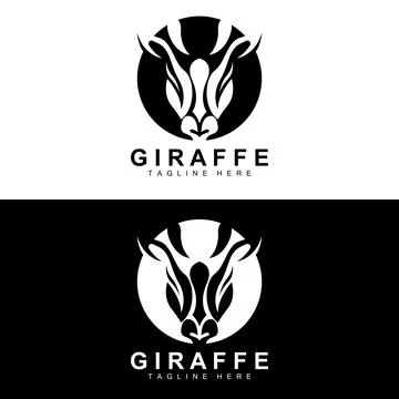 Giraffe Logo Design, Giraffe Head Vector Silhouette, High Neck Animal, Zoo,.. Illustrazione stock
