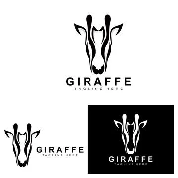 Giraffe Logo Design, Giraffe Head Vector Silhouette, High Neck Animal, Zoo,.. Stock Illustration