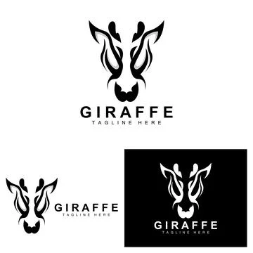 Giraffe Logo Design, Giraffe Head Vector Silhouette, High Neck Animal, Zoo,.. Illustrazione stock