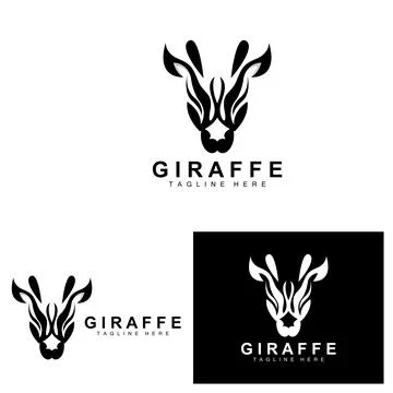 Giraffe Logo Design, Giraffe Head Vector Silhouette, High Neck Animal, Zoo,.. Stock Illustration