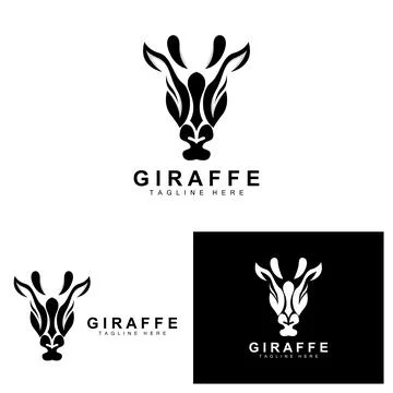 Giraffe Logo Design, Giraffe Head Vector Silhouette, High Neck Animal, Zoo,.. Illustrazione stock