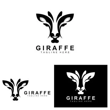 Giraffe Logo Design, Giraffe Head Vector Silhouette, High Neck Animal, Zoo,.. Illustrazione stock