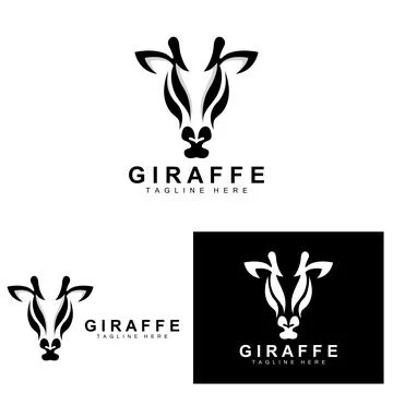 Giraffe Logo Design, Giraffe Head Vector Silhouette, High Neck Animal, Zoo,.. Stock Illustration