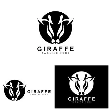 Giraffe Logo Design, Giraffe Head Vector Silhouette, High Neck Animal, Zoo,.. Illustrazione stock