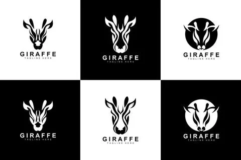 Giraffe Logo Design, Giraffe Head Vector Silhouette, High Neck Animal, Zoo,.. Stock Illustration
