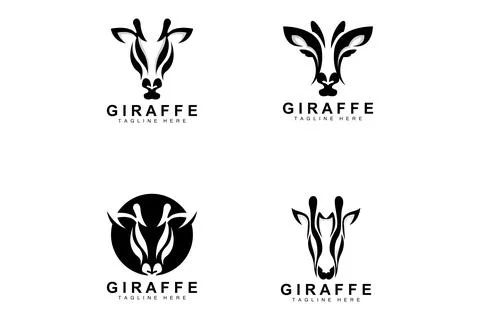 Giraffe Logo Design, Giraffe Head Vector Silhouette, High Neck Animal, Zoo,.. Illustrazione stock