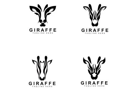 Giraffe Logo Design, Giraffe Head Vector Silhouette, High Neck Animal, Zoo,.. Illustrazione stock
