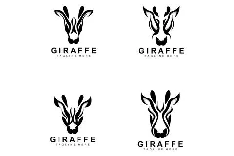 Giraffe Logo Design, Giraffe Head Vector Silhouette, High Neck Animal, Zoo,.. Illustrazione stock