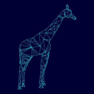 Giraffe low poly triangulation triangulated polygonal electric cyan blue vi.. Illustrazione stock