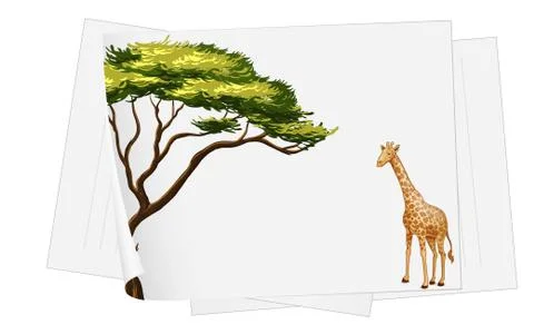 Giraffe paper template 스톡 일러스트