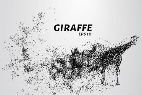Giraffe of the particles. The giraffe consists of small circles and dots. Stock Illustration