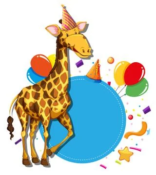 Giraffe on paty border Stock Illustration