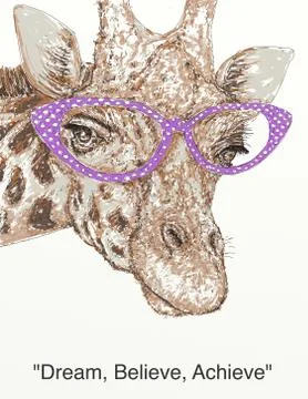 A giraffe with pink glasses Stock Illustration
