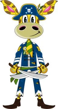 Giraffe Pirate Captain Stockillustratie