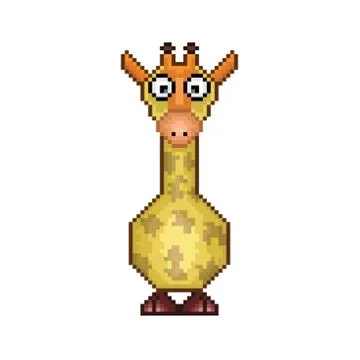 Giraffe pixel Icon, in the vector. Stock Illustration