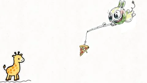 Giraffe Pizza Monster Transformation Loop Stock Footage 331633899