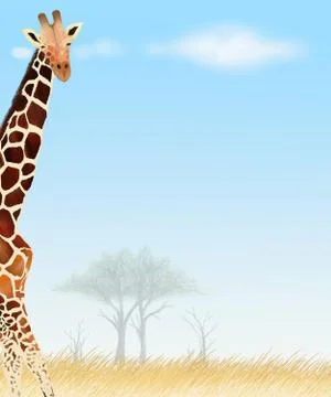 Giraffe Postcard and Paper Note 스톡 일러스트