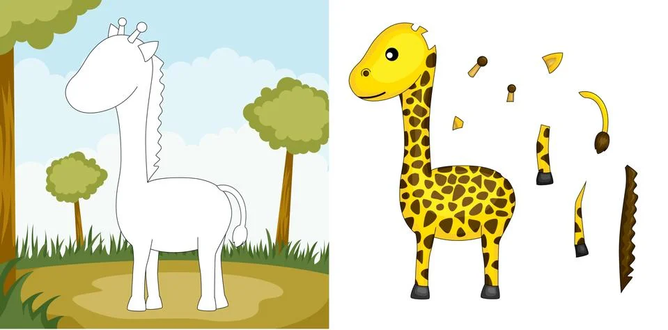 Giraffe puzzle Illustrazione stock