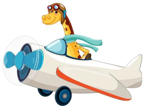 Giraffe riding an airplane Stock Illustration