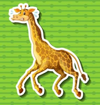 Giraffe running away on green background Stock Illustration